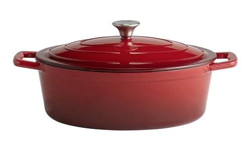 APS Bräter mit Decke oval 33cm &quot;5 STARS&quot; 5,0l rot