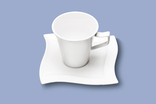 Emotion Untertasse eckig 14 cm, Porzellan weiß